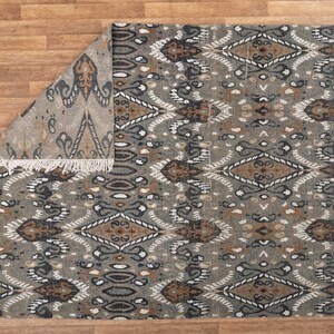 8x10 Area Rug Wool Ikat Low Pile Vintage Finish Rug #2678(242x300 Cms.) image 4