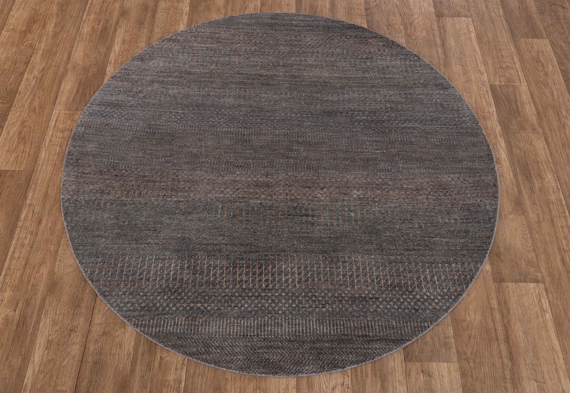 4x4 / 120x120 Copper/ Grey Round Rug Wool & Silk Rug Etsy