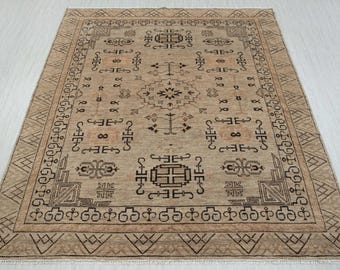 9x12 Braun Tabak Weich Dekorative Handgeknüpfte Moderne Khotan Oushak Style Rug-G-14097