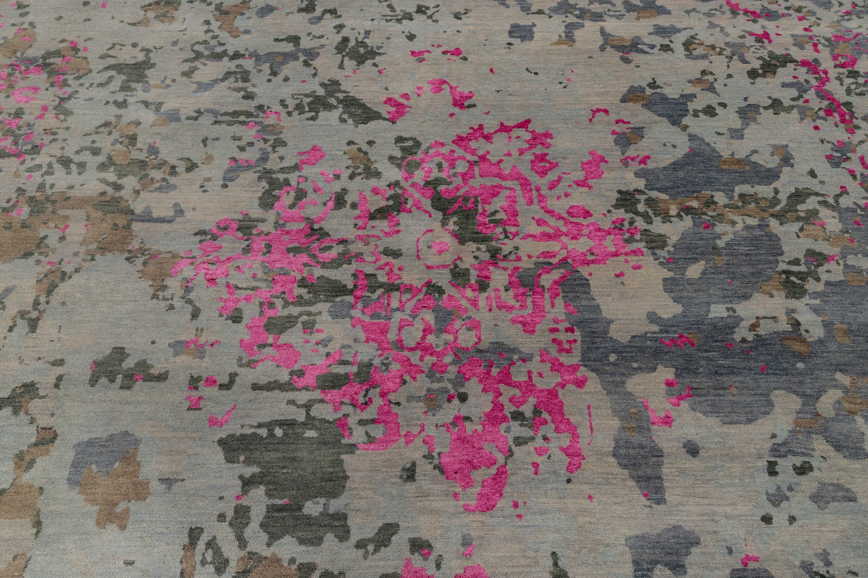 10x14 Area Rug Abstract Style Handmade Wool & Silk Rugs Etsy