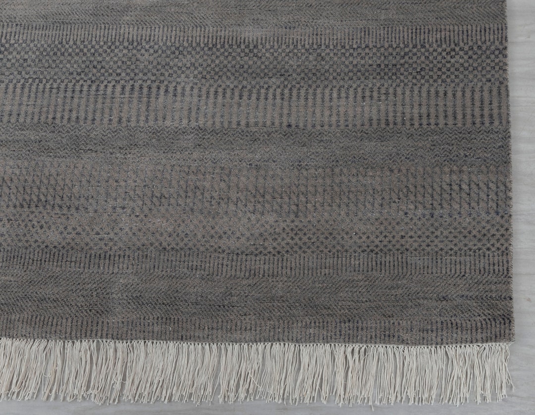 4x6 Savannah Rug Small Grey Rug Contemporary Style Handmade Wool Silk ...