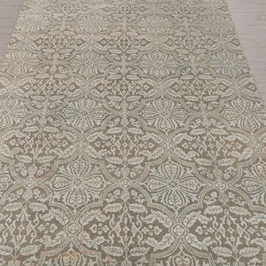 6X9 Rug Blue Silver Handknotted Floral Tribal Modern Handmade Rug, Wool and Silk Rug #7012(180x275 Cms.)