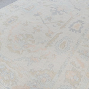 Cream Muted High Quality Modern Oushak Rug Premium Wool Hand Knotted Turkish Inspired, #1725, CUSTOMIZE in any size.