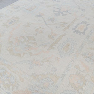 Cream Muted Modern Oushak Rug Premium Wool Hand Knotted Turkish Inspired, #1725, CUSTOMIZE in any size. Mary