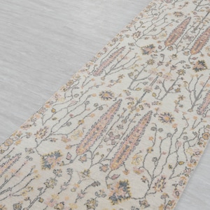 2.6x10 Ft. Modern Tree of Life Transitional Rug Runner Rug, Vintage Rug,  Rug, Wool & Silk Rug #777-A