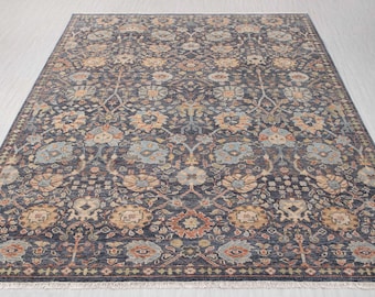 12x14 Blue Modern Classic Tabriz Inspired Oushak Hand Knotted Soft Wool Rug. G-12873
