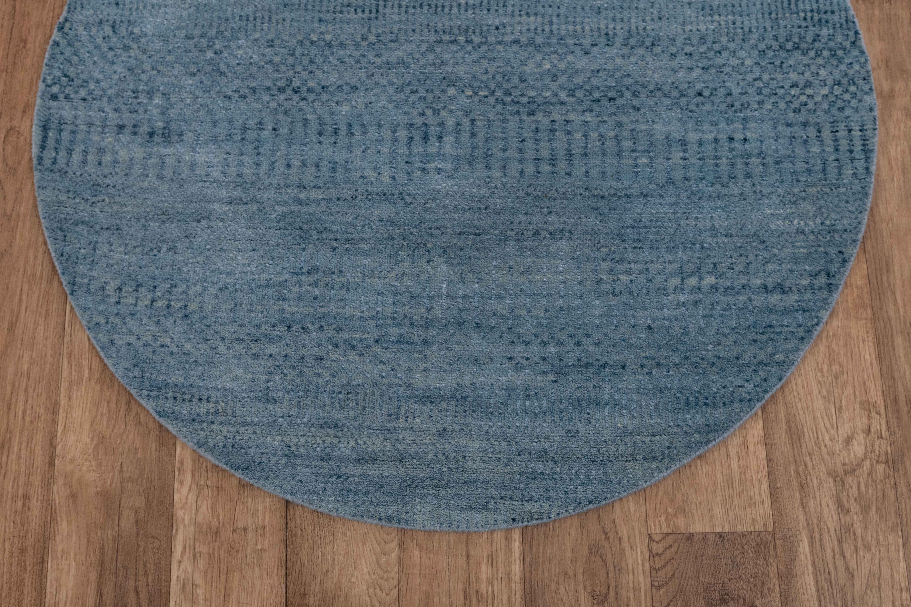 3x3 Round Blue Area Wool Rug 3 Foot Round Handmade Sheep Etsy