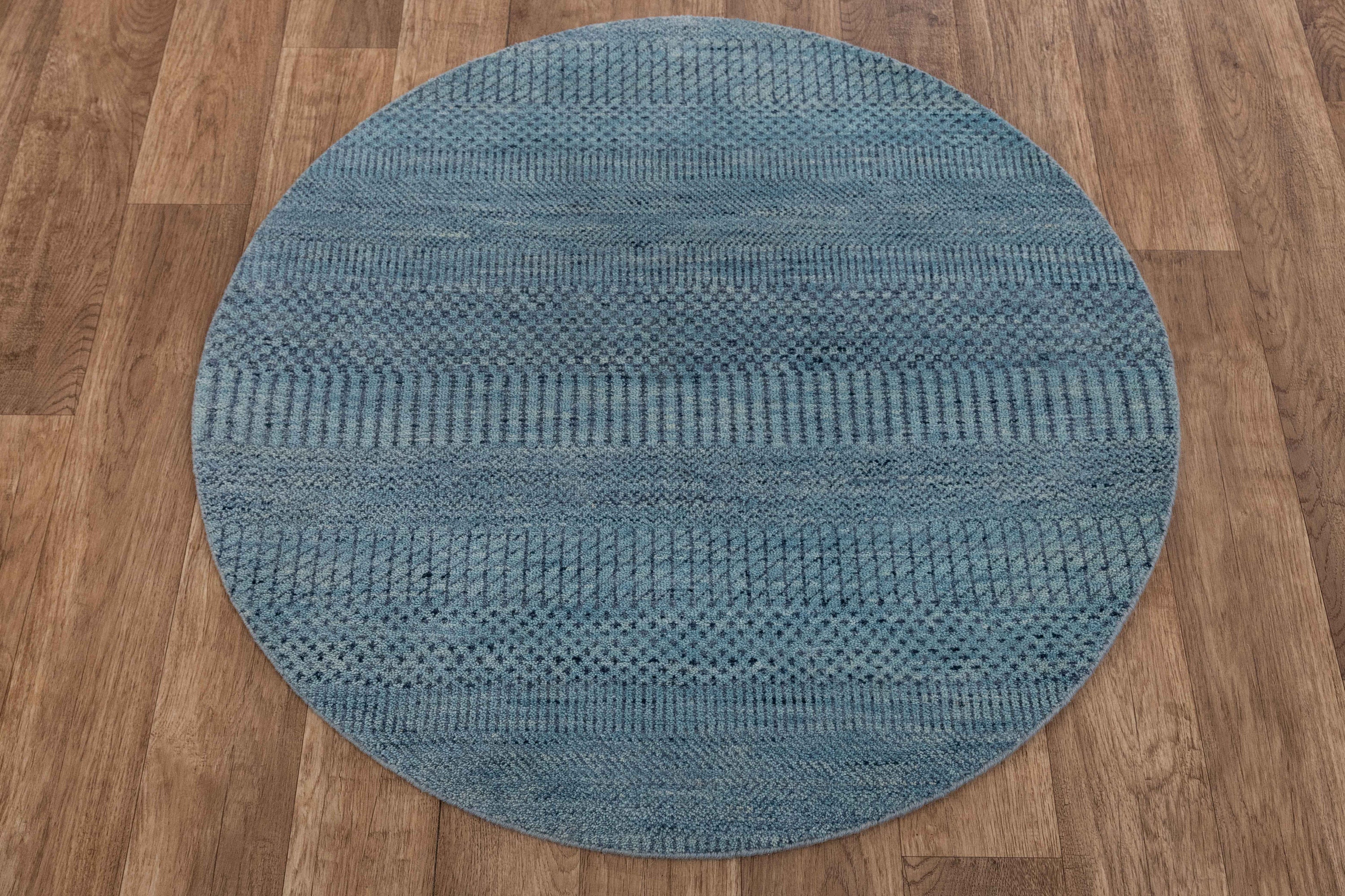 3x3 Round Blue Area Wool Rug 3 Foot Round Handmade Sheep Etsy