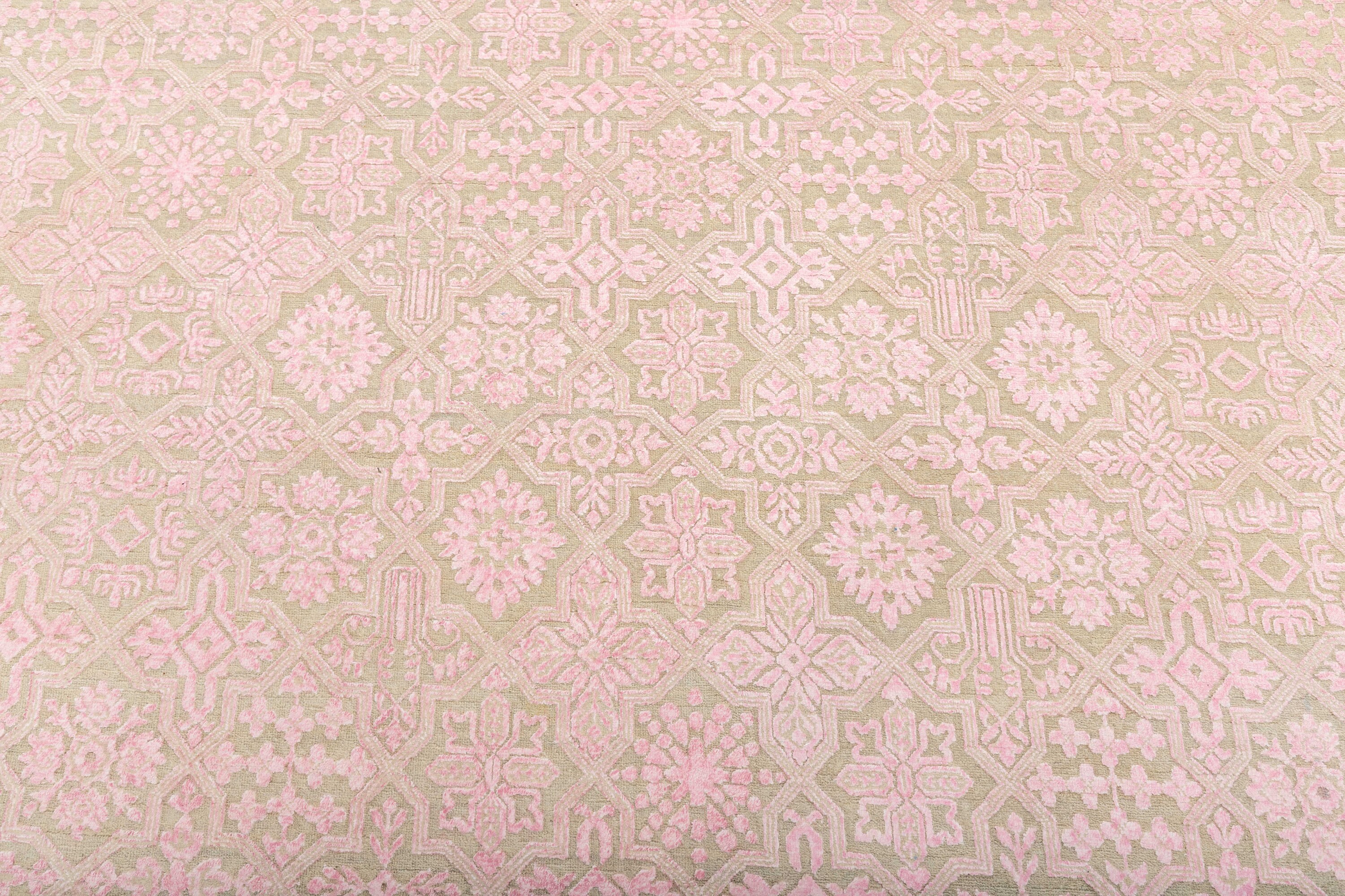 8x10 Soft Pink Wool Rug Persian Modern Transitional Design Etsy