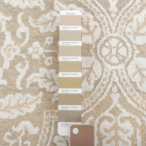 Puede incluir: Una carta de colores con muestras de color Pantone. Las muestras est&aacute;n etiquetadas con el nombre y el n&uacute;mero del color Pantone. Los colores van del marr&oacute;n claro al marr&oacute;n oscuro.