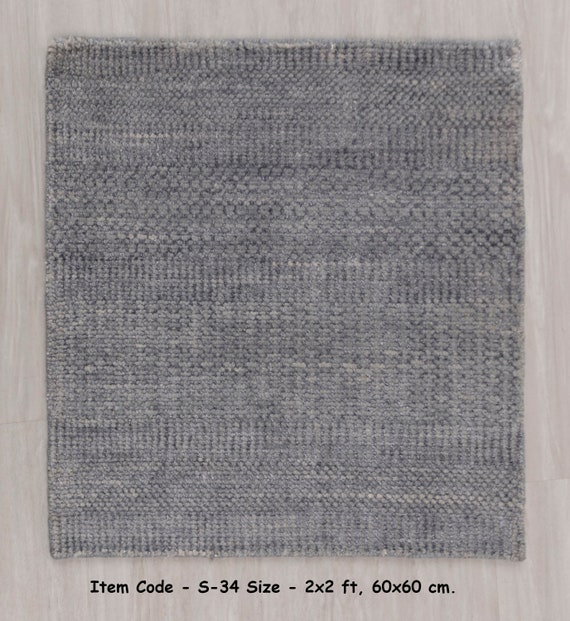 Alfombra pequeña de 2x2 pies Alfombra gris contemporánea Alfombra de lana y  seda Tamaño de la alfombra 60x60Cms / S-34 -  México