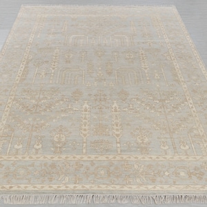 Grey Cream Muted Look Garden Pine Tree of Life Rug Modern Oushak Rug ...