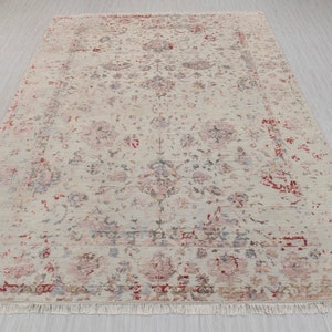 Tappeto grande moderno dal design floreale argento chiaro 10x14 Tappeto fatto a mano in lana #1030 (300x425 cm.)