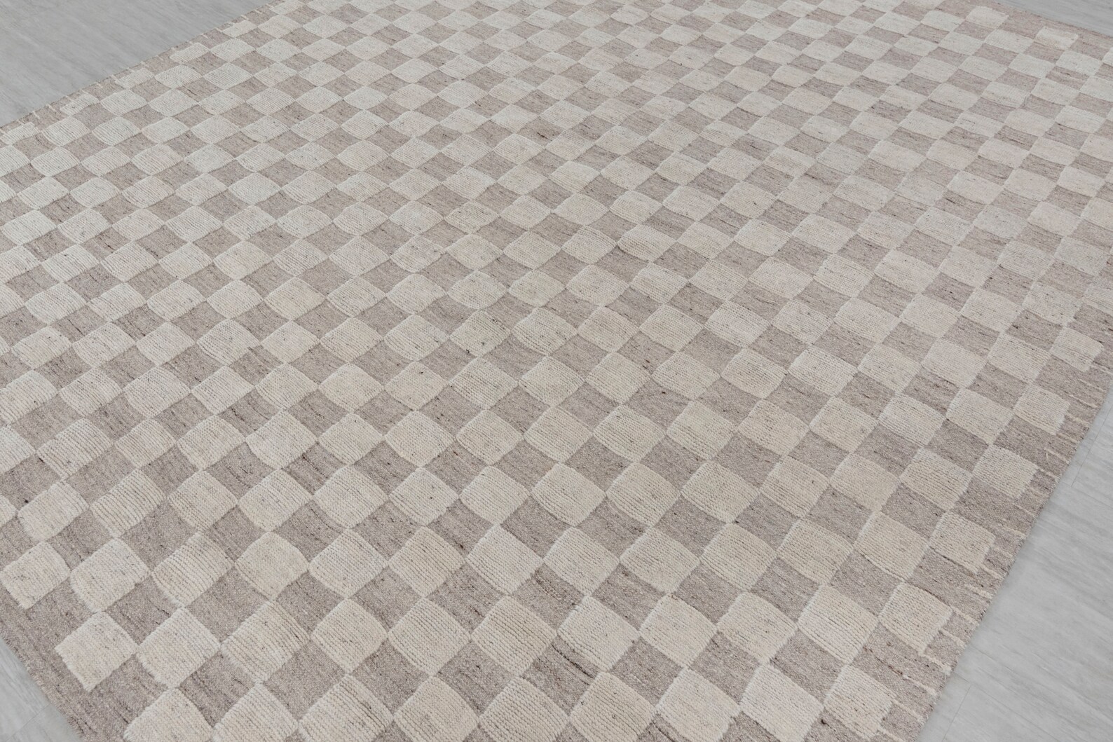 Grey Cream Cheque Soft Wool Rug Moroccan Beni Ourain Hand - Etsy