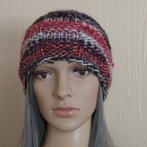 Chunky gebreide muts/Boho hand gebreide muts/hand gebreide muts/wollen muts/wintermuts/winterhoed/veelkleurig/klaar om te verzenden