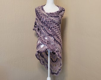 Boho Shawl Handmade Crochet Triangle Shawl Wrap "Lilac"