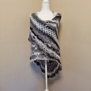 Boho Shawl Handmade Crochet Triangle Shawl Wrap Smoky Ready to Ship image 1