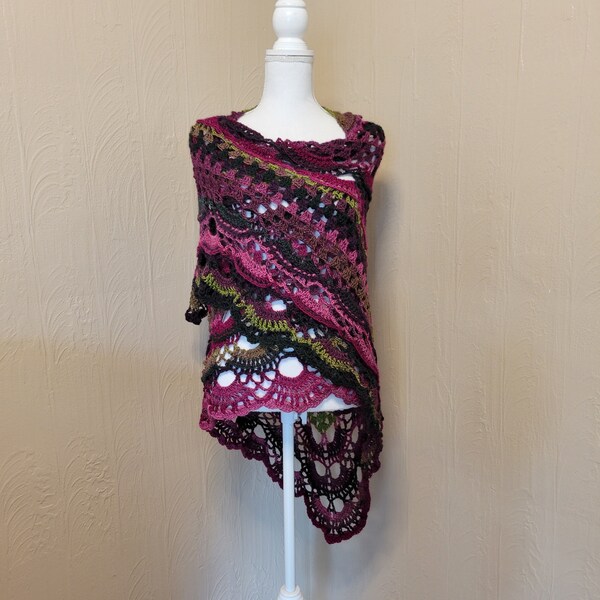 Boho Châle Fait à la main Crochet Triangle Châle Wrap Rose Vert Violet Prêt à expédier