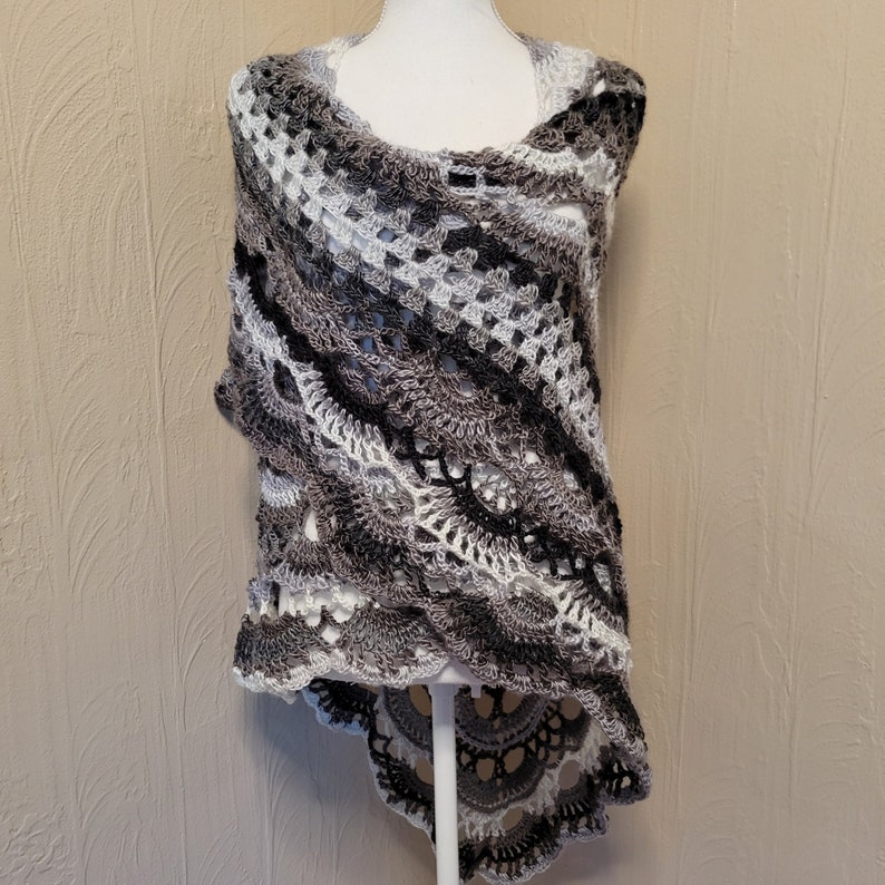 Boho Shawl Handmade Crochet Triangle Shawl Wrap Smoky Ready to Ship image 4