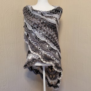 Boho Shawl Handmade Crochet Triangle Shawl Wrap Smoky Ready to Ship image 3