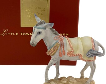 Figura de Belén con burro, de la colección Little Town of Bethlehem de Lenox China. Nueva en su caja.