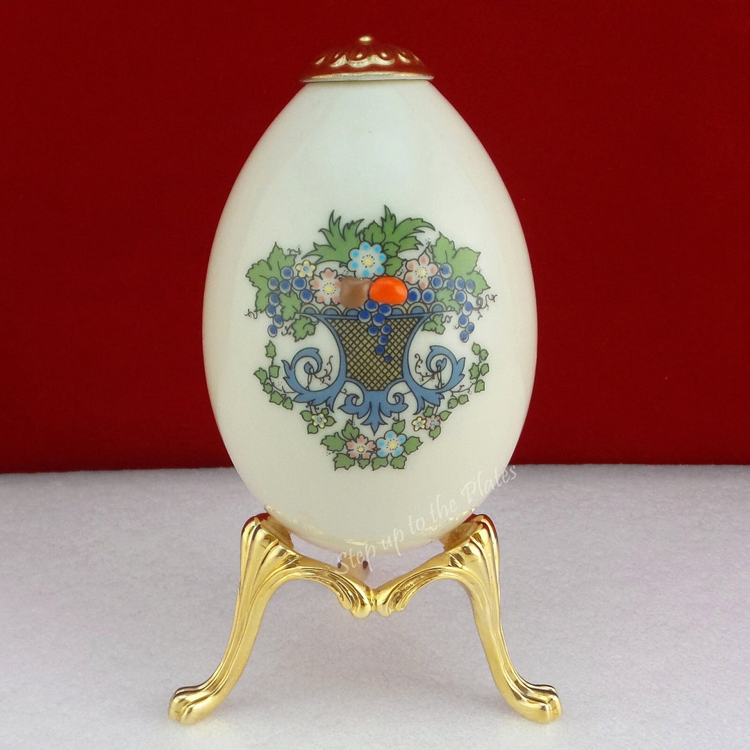 Lenox china autumn pattern egg on golden stand treasures collection