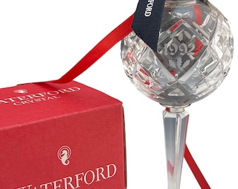 Waterford Crystal Annual Ball Christmas Tree Ornament 1992 1st Edition Holly Leaves