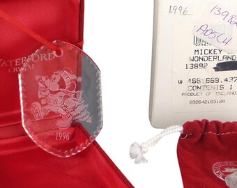 Waterford Crystal 1996 DISNEY Santa MICKEY Mouse Wonderland Xmas Tree Ornament