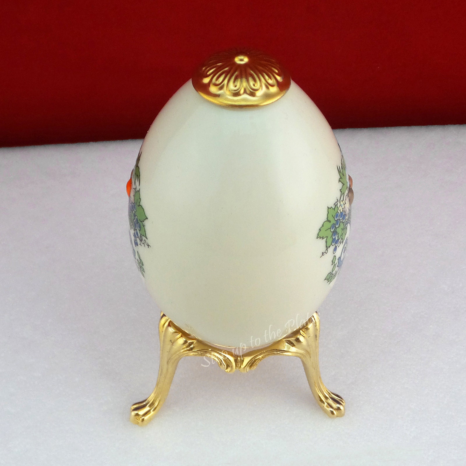Lenox china autumn pattern egg on golden stand treasures collection