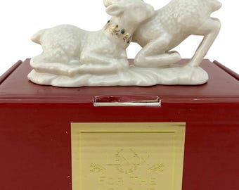 Figura navideña de corderos bebés del Belén de Lenox China Jewels, nueva en caja, de primera calidad.