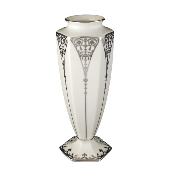 Lenox China 9" CENTENNIAL Vase Sterling Silver Overlay 250 Made in 1989 USA