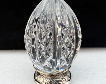 Waterford Crystal Annual EGG on Repousse Silver Stand 1999 10th Edition Easter & Beyond Sculpture Paperweight