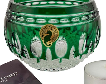 Waterford Crystal CLARENDON Emerald Green 4" Cased Votive Bowl Hungary