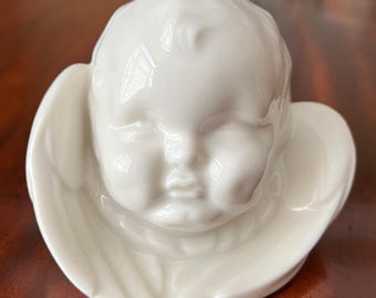 Lenox China Vintage Baby Angel Cherub Wings Art Deco Bust Head Figurine c1935