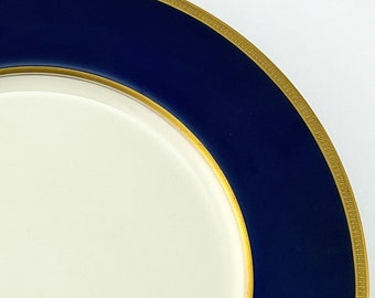 Lenox China Vintage TUXEDO Dinner Plate J33D Cobalt Blue Band c1912 Green Mark 10-3/8" Antique