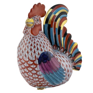 Herend Sitting ROOSTER 6" Rust Poultry Figurine 5017 Hand Painted Hungary Mint