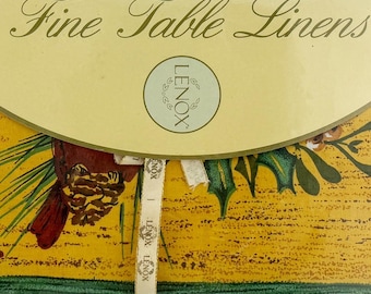 Lenox China 60" x 84" WINTER GREETINGS Tablecloth Oblong Holiday Linens NOS New Old Stock