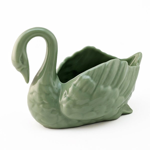 Lenox China Vintage Celadon GREEN Blue Mark Paddle Foot SWAN Creamer Figurine