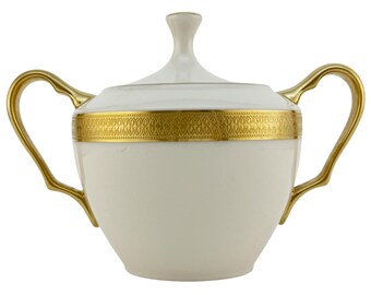 Lenox China LOWELL Sugar Bowl and Lid Vintage Gold Encrusted aka P67
