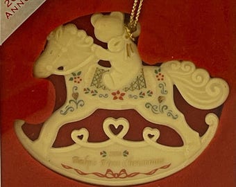 Lenox China 2000 Baby's First 1st Christmas Tree Ornament Rocking Horse MIB