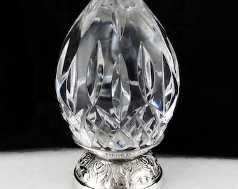 Waterford Crystal Annual EGG on Repousse Silver Stand 1993 4th Edition Ireland Made Easter & Beyond Sculpture Paperweight
