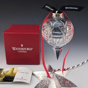Waterford Crystal 2001 10th Annual Ball Spire Xmas Tree Ornament Ireland Made