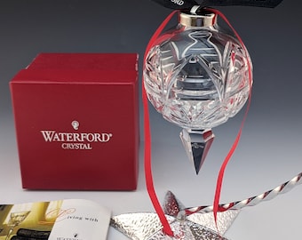 Waterford Crystal 2001 10th Annual Ball Spire Xmas Tree Ornament Ireland Made