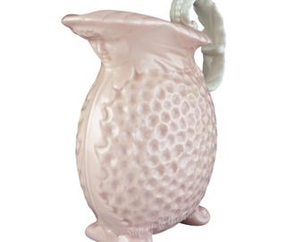 Lenox China Vintage Pink Figural Pitcher Vase Lady's Face Dimpled Green Mark