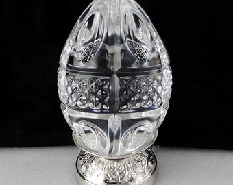 Waterford Crystal Annual EGG on Repousse Silver Stand 1997 8th Edition Ireland Made for Easter and Beyond!