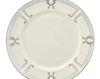 Plato para cena con revestimiento de plata esterlina de 10 3/8" de Lenox China, hoja de laurel vintage