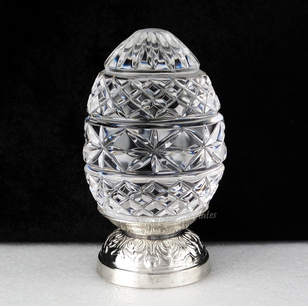 Waterford Crystal Annual EGG on Repousse Silver Stand 1990 1st Edition