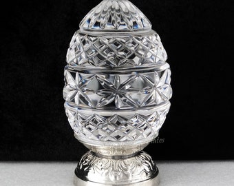 Waterford Crystal Annual EGG on Repousse Silver Stand 1990 1st Edition Ireland Made for Easter and Beyond!