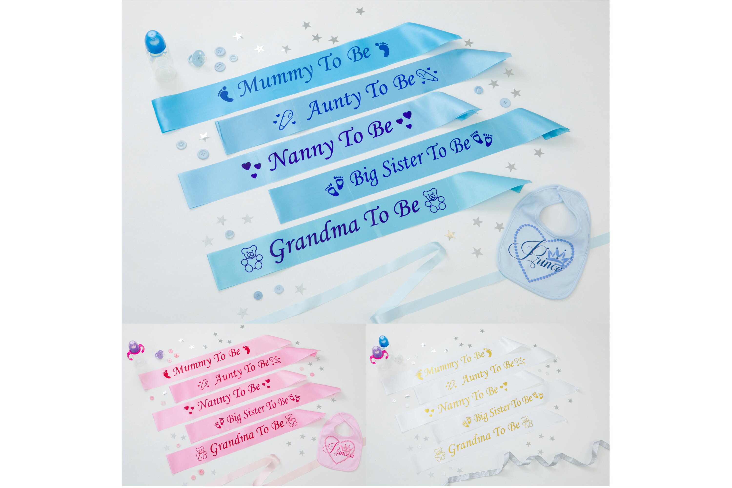 Elegant Baby Shower Sashes Set - Gender Reveal Party Ribbon Sash Pack…
