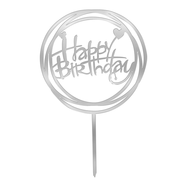 Reusable Happy Birthday Cake Toppers Acrylic Calligraphy Etsy